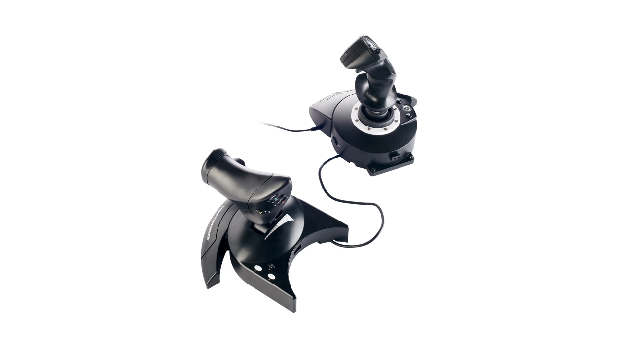Top angled view of the Thrustmaster Xbox T Flight Full Kit joystick separated in two.