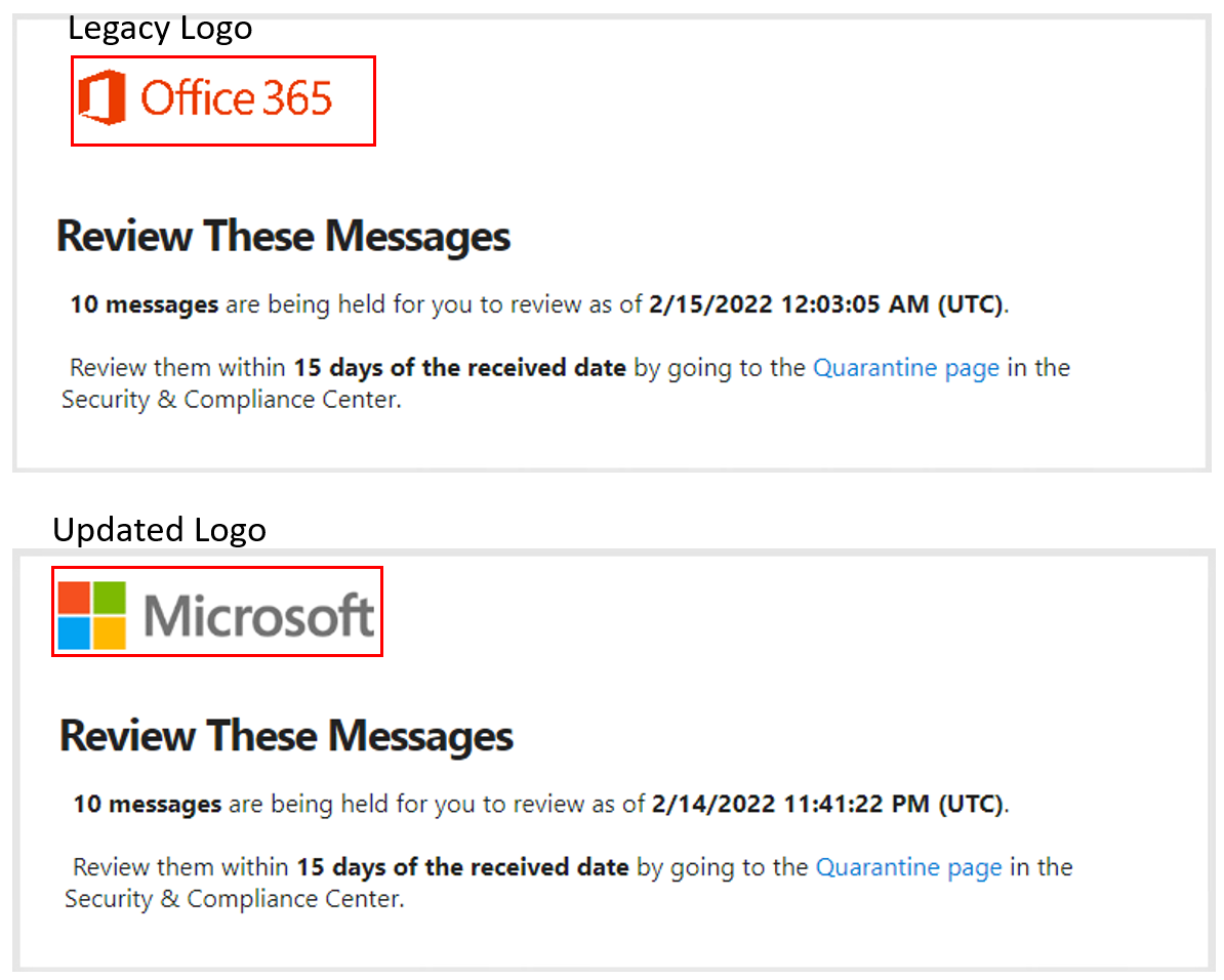 We will be replacing the legacy "Office 365" logo with a new "Microsoft" logo to better align with our current branding.