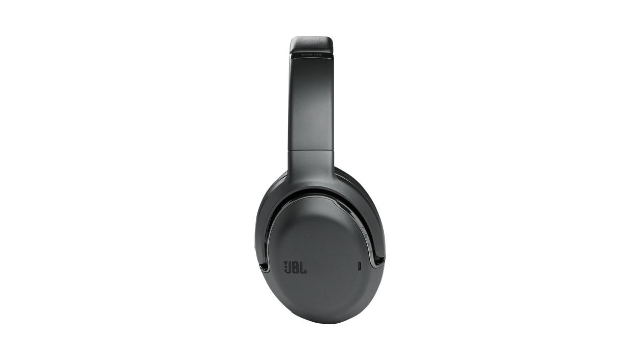 Side view of a J B L Tour ONE  wireless headset.