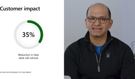 A screenshot from the video showing 35% reduction in help desk call volume.