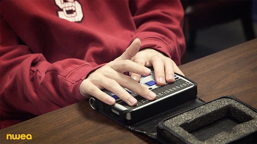 Person using a braille display