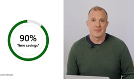 A screenshot from the video showing 90% time savings.