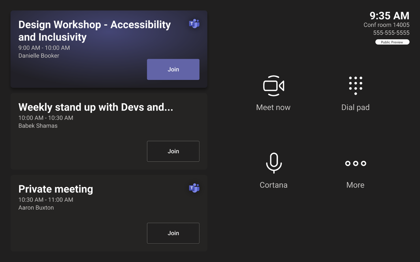 Once you enroll a Teams room device to receive public preview features, it will show an indicator at home screen and enable users to send feedback directly to Microsoft in a similar way to Teams desktop client.