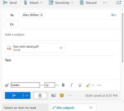 Emails with attachments containing PDF files with sensitivity labels will start getting detected by DLP.