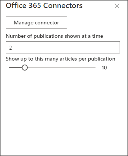 For pages currently using the RSS Connector web part, we will begin limiting the number of articles displayed per publication to 50. On new pages created after this change is rolled out, the limit will be 10.