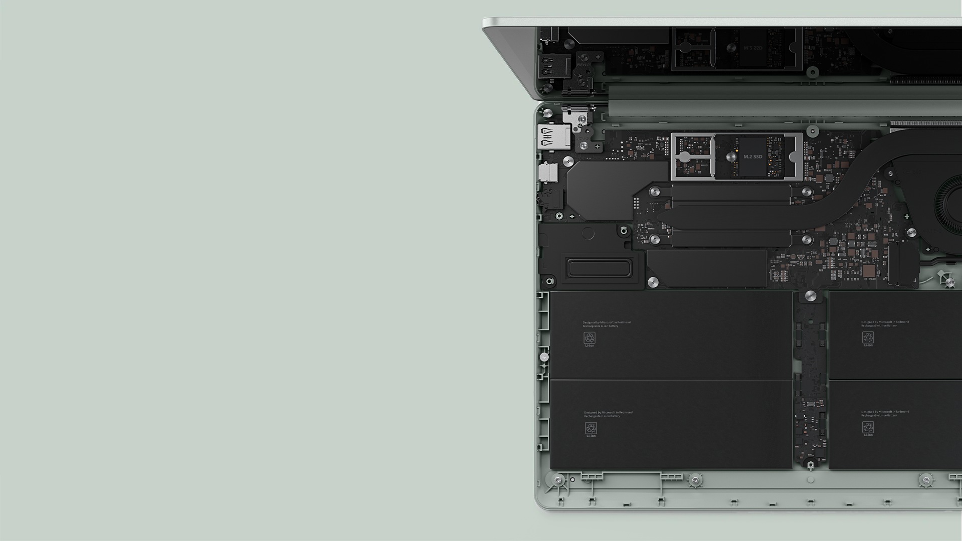 A close-up view of the removable hard drive on Surface Laptop Go 2