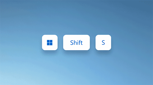 Animation showing pressing Windows logo key, Shift, and plus to take a screenshot