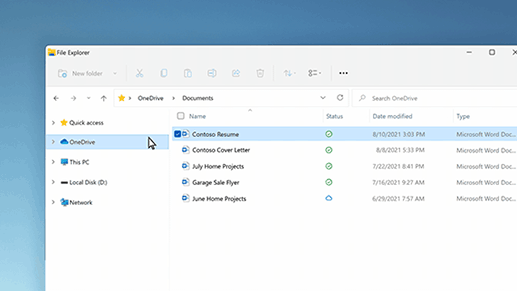 A file in a OneDrive folder saves space by being stored in the cloud and not locally