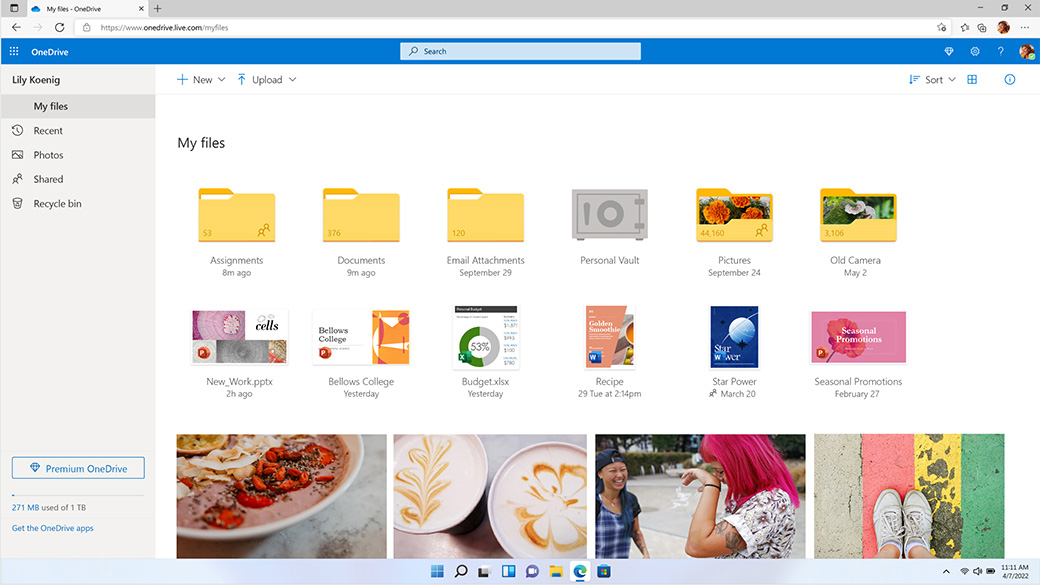 תיקיות קבצים של Microsoft OneDrive