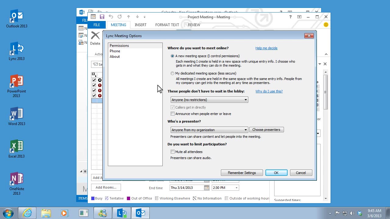 Настройка собрания Lync в Outlook - Служба поддержки Майкрософт