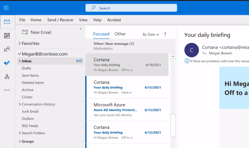 MC390407: New Location for Key Functions and Direct Access to Other Microsoft 365 Apps in Outlook