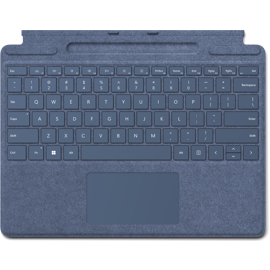A top-down view of a Surface Pro Signature Keyboard in Sapphire.