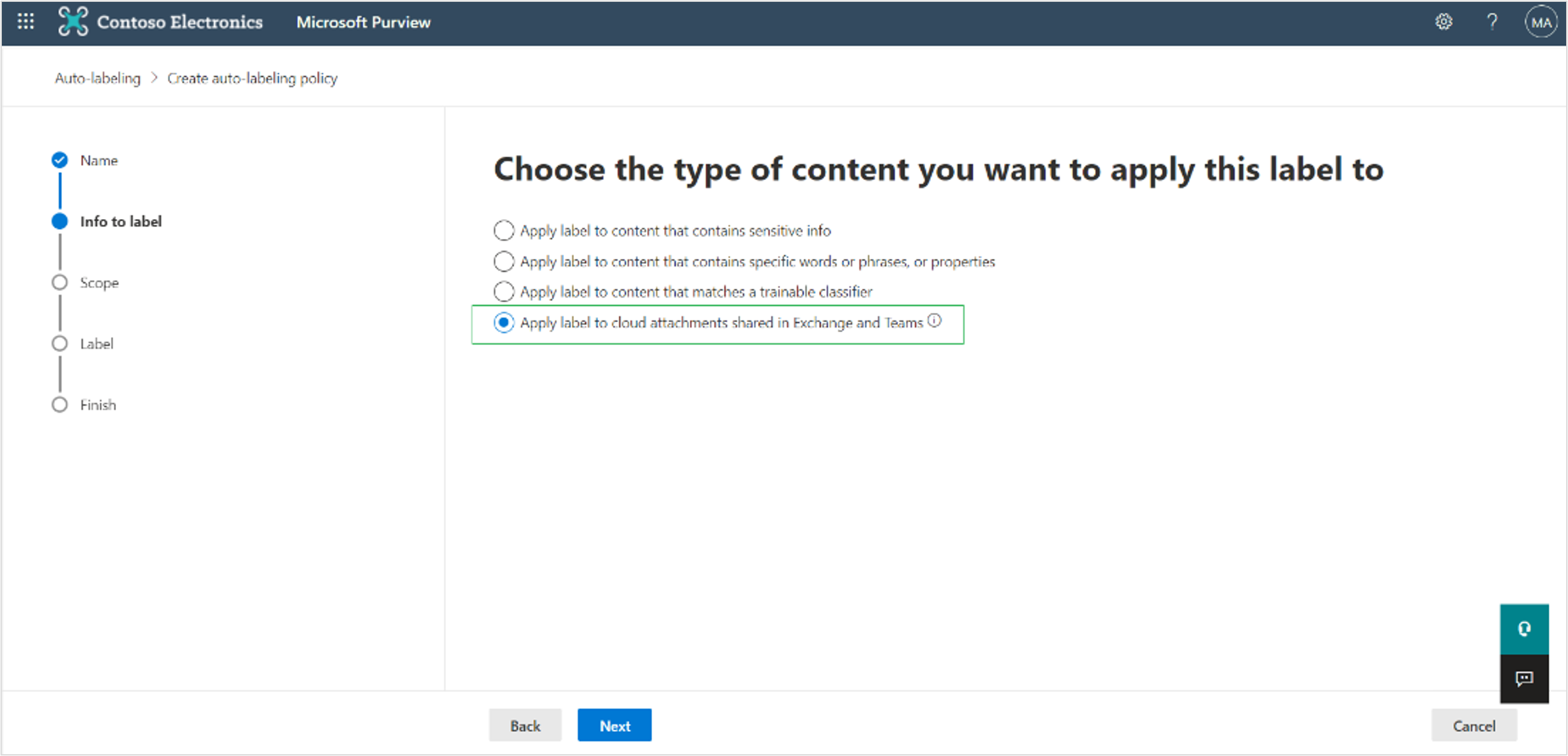 To make this possible, you will now be able to create a retention auto-labeling policy in the Records Management solution, within the Microsoft Purview compliance portal (formerly Microsoft 365 compliance center), where you will be able to select the option to include files shared as cloud attachments (live links of SharePoint or OneDrive content shared via emails or Teams messages).