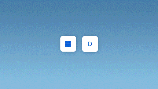 Εμφάνιση εφέ κίνησης πατώντας τη συντόμευση πλήκτρο με το λογότυπο των Windows συν D για ελαχιστοποίηση όλων των ανοιχτών παραθύρων