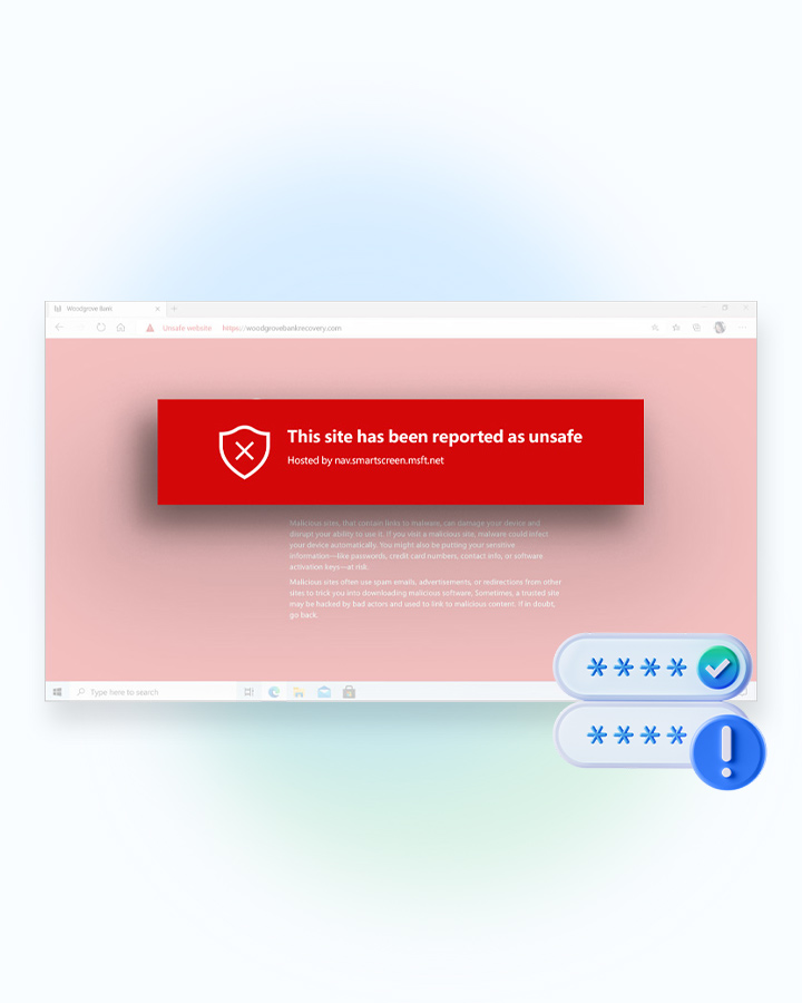 Bild eines Browsers mit rotem Warnbildschirm.