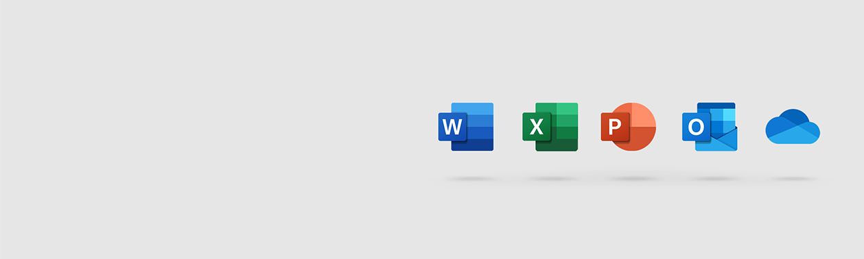 Microsoft Office application icons on a light background