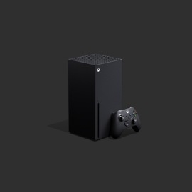 Xbox Series X-konsol med Xbox trådlös handkontroll i Carbon Black