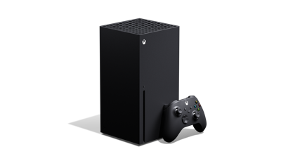 Xbox Series X console with Xbox wireless controller carbon black.