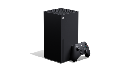 Xbox Series X-konsol med Xbox trådlös handkontroll i Carbon Black