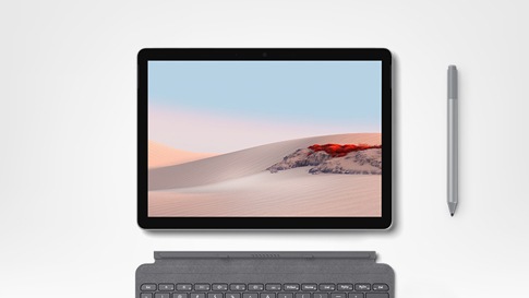 Plat liggende Surface Go 2 voor zakelijk gebruik in tabletmodus