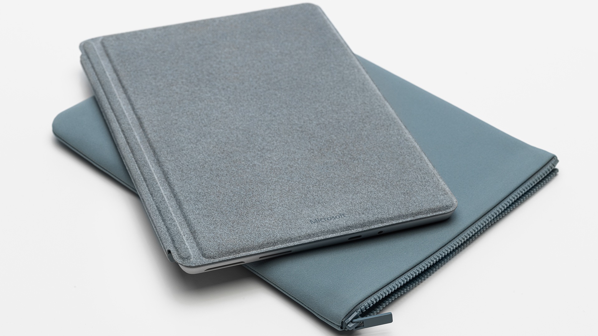 Overhead view of Surface Go 2 Type Cover for Business, Surface Go 2 for Business, Surface pens and mice