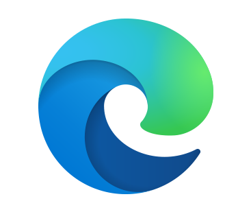 Microsoft Edge logo on a blue background.