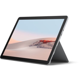 A Surface Go 2 in presentation mode with kickstand.