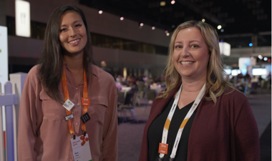 Still image from video showing Aya Tange and Angela King having a conversation at Microsoft Ignite 2019.