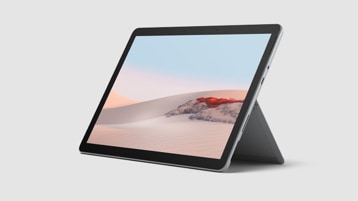 Vista escorada frontal del equipo Surface Go 2 de 10,5 pulgadas