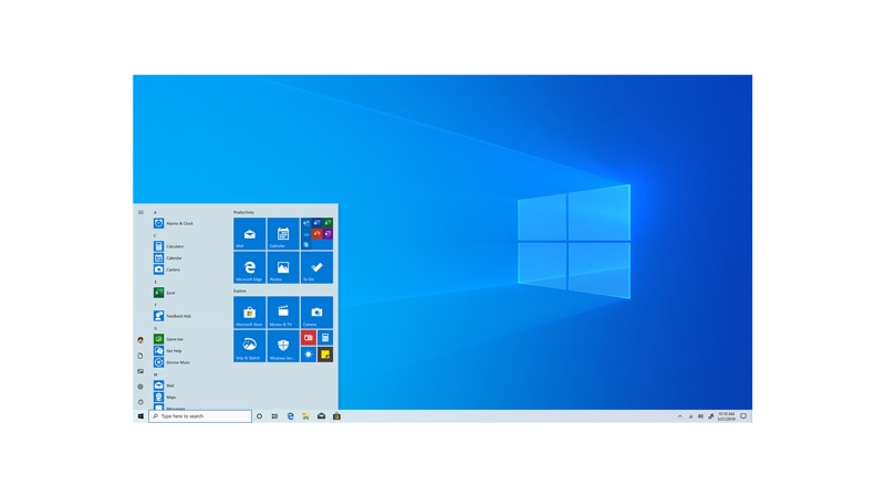Windows 10 home screen