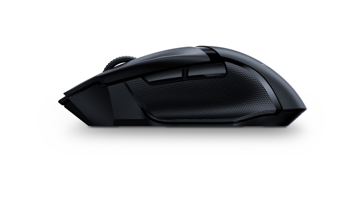 Left side view of Razer Basilisk X HyperSpeed Wireless Ergonomic Gaming Mouse.