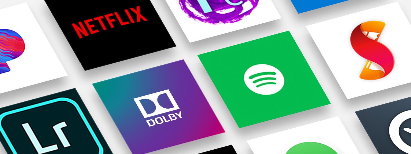 Несколько логотипов, включая Netflix, Dolby и Pandora