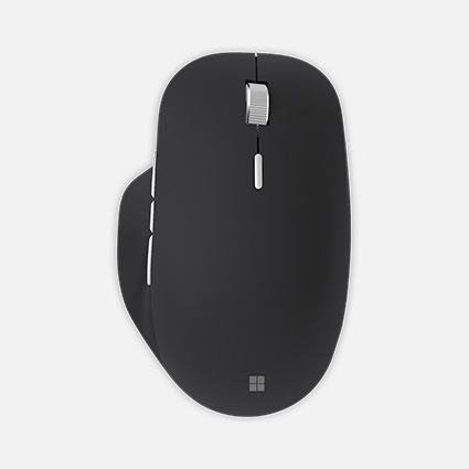 A black Microsoft mouse.