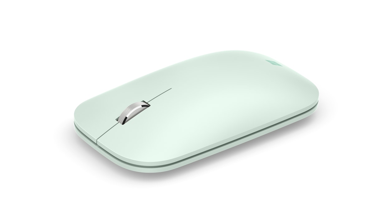 Side angle view of Mint Microsoft Modern Mobile Mouse