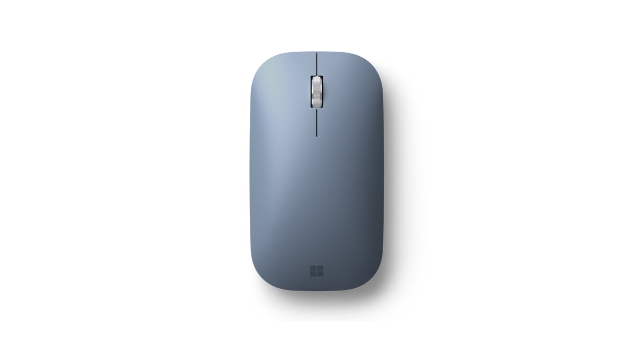Top down view of Pastel Blue Microsoft Modern Mobile Mouse