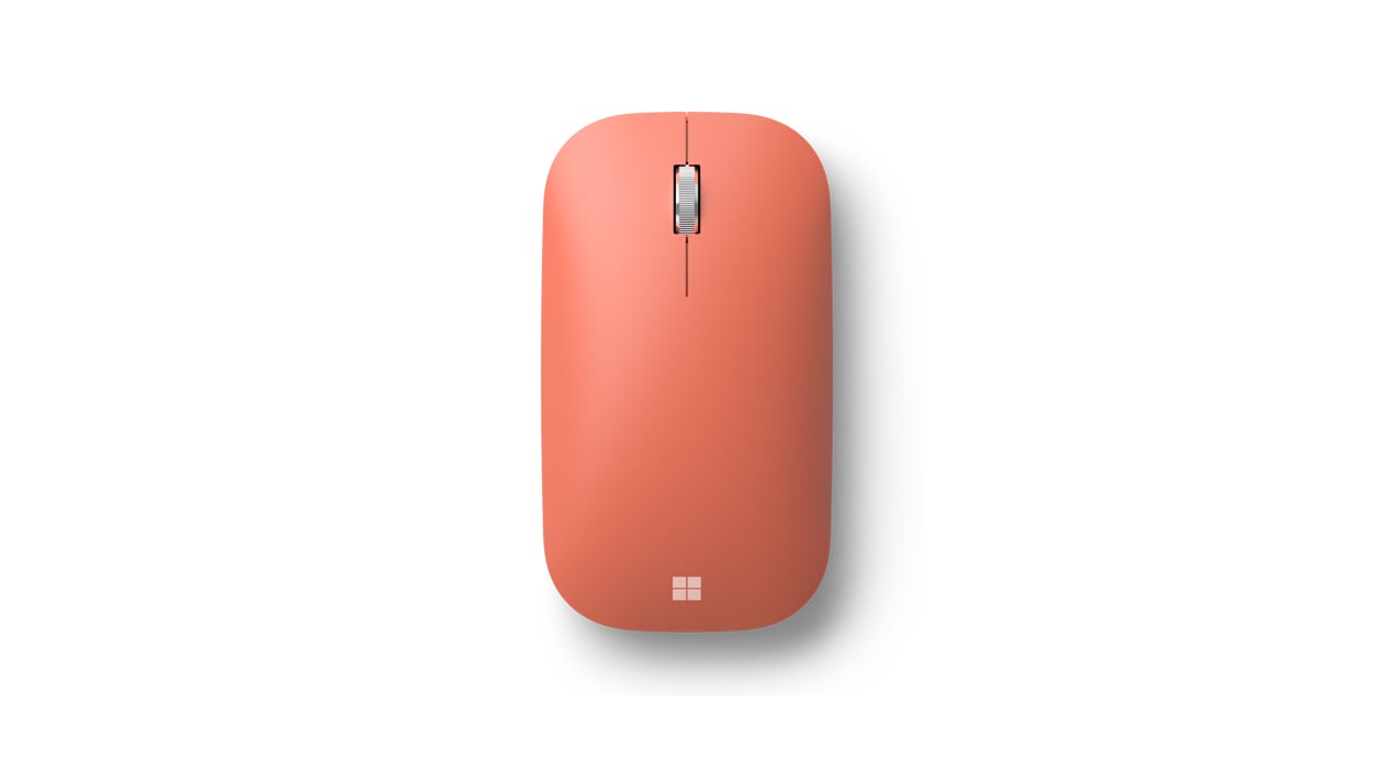 Top down view of Peach Microsoft Modern Mobile Mouse