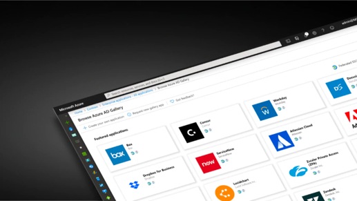 Screenshot of the Microsoft Azure AD app gallery with a grid of featured apps