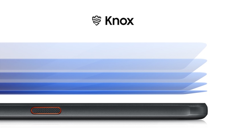 Close up view of Knox security layers on the Samsung Galaxy XCover Pro Black 64 GB (Unlocked)
