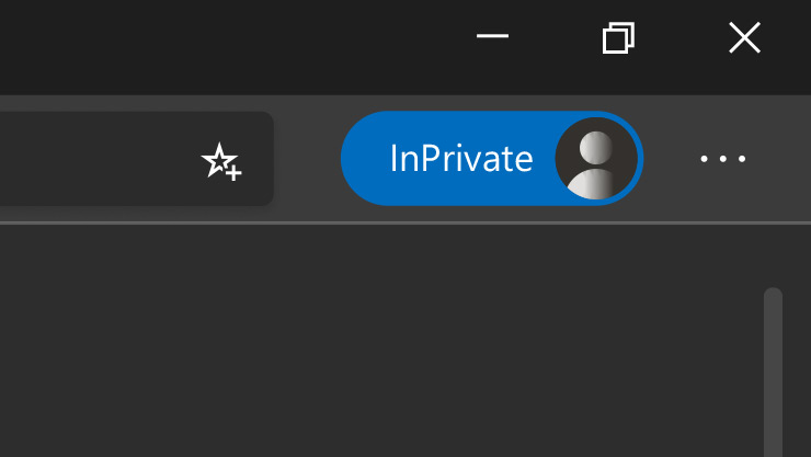 Address bar in Microsoft Edge browser with icon indicating activation of InPrivate mode