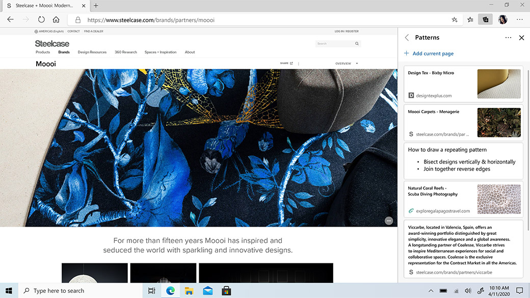 Cài đặt của Bộ sưu tập trên màn hình Microsoft Edge