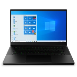 Razer Blade 15 RR GTX 1660Ti Laptop from the front with Windows on screen