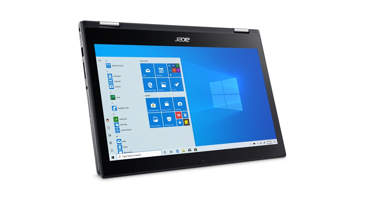 Left front view of Acer Spin 5 2-in-1 Laptop in tablet mode