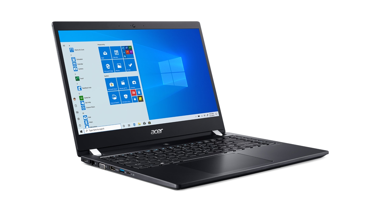 Right sided view of the Acer Travel Mate X3