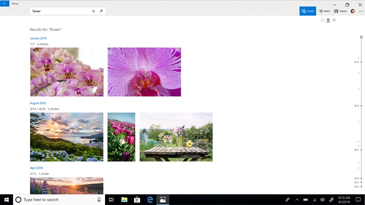 Microsoft Photo collection screen