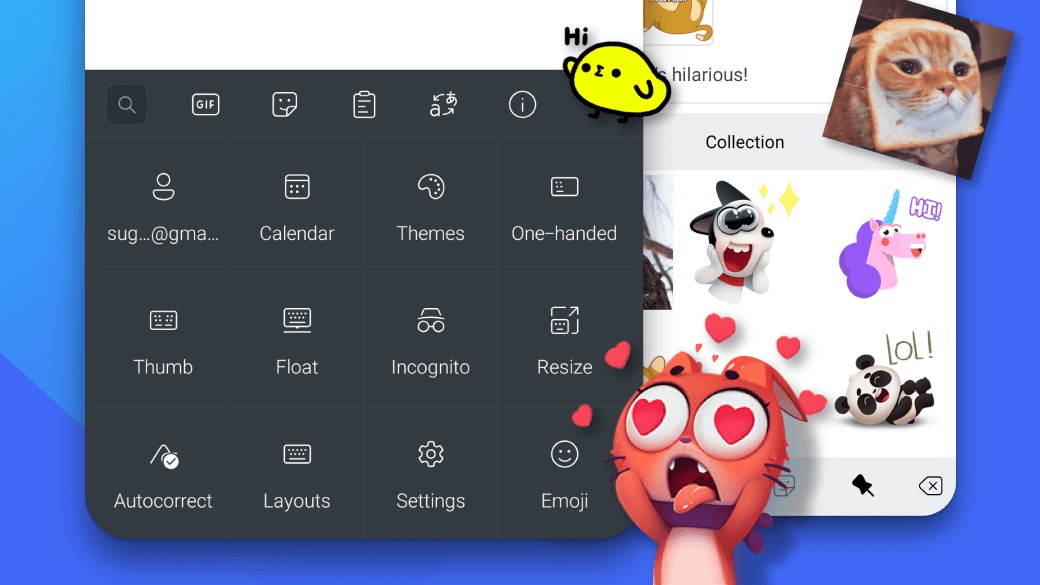 Android device using SwiftKey emoji, stickers, and GIF Keyboards