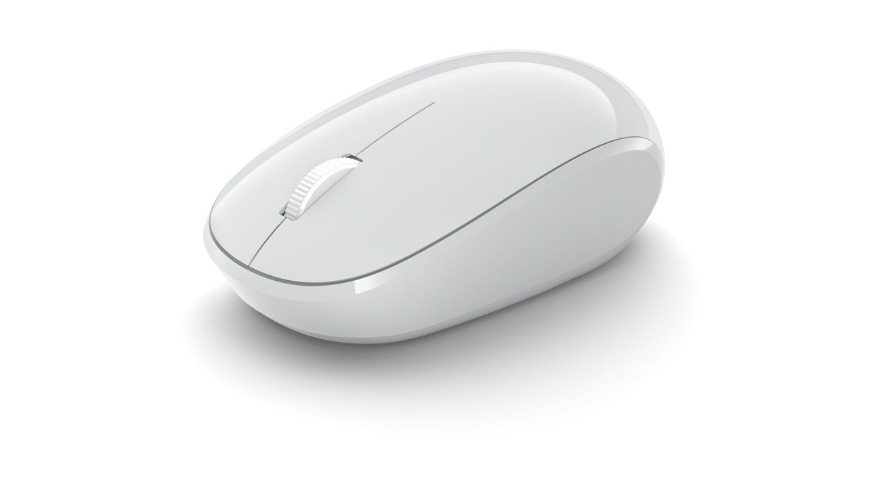 Angled view of Surface Wireless & Bluetooth Mouse in White