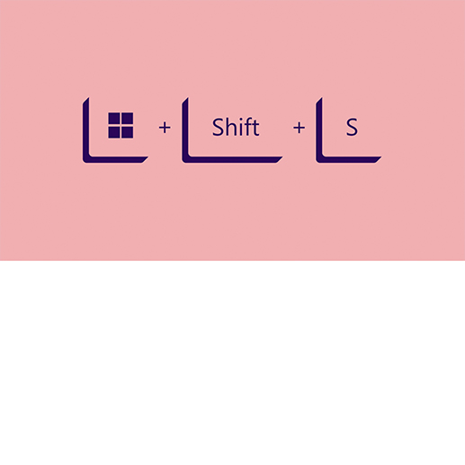 Animație care prezintă apăsarea pe tasta cu sigla Windows, pe Shift și pe simbolul „plus” pentru a face o captură de ecran