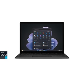 Vooraanzicht van Surface Laptop 5 voor zakelijk gebruik in Zwart.