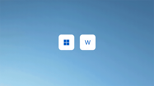 ภาพเคลื่อนไหวแสดงการกดปุ่มสองปุ่ม คือ แป้น Windows และแป้น W ซึ่งถูกกดพร้อมกันและเปิดกระดานวิดเจ็ตขึ้นมา