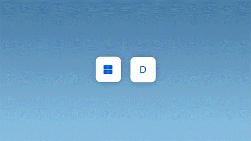 Az összes nyitott ablaknak a Windows-embléma és a pluszjel billentyű lenyomásával kis méretre állítását bemutató animáció
